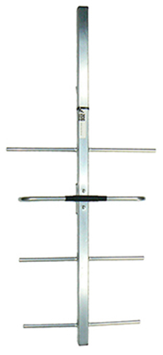 UHF 4 element square boom scaled Yagi, aluminium, 380-520MHz, specify 20MHz, 150W, N-type female, 250mm cable, 7.5dBd – 750mm